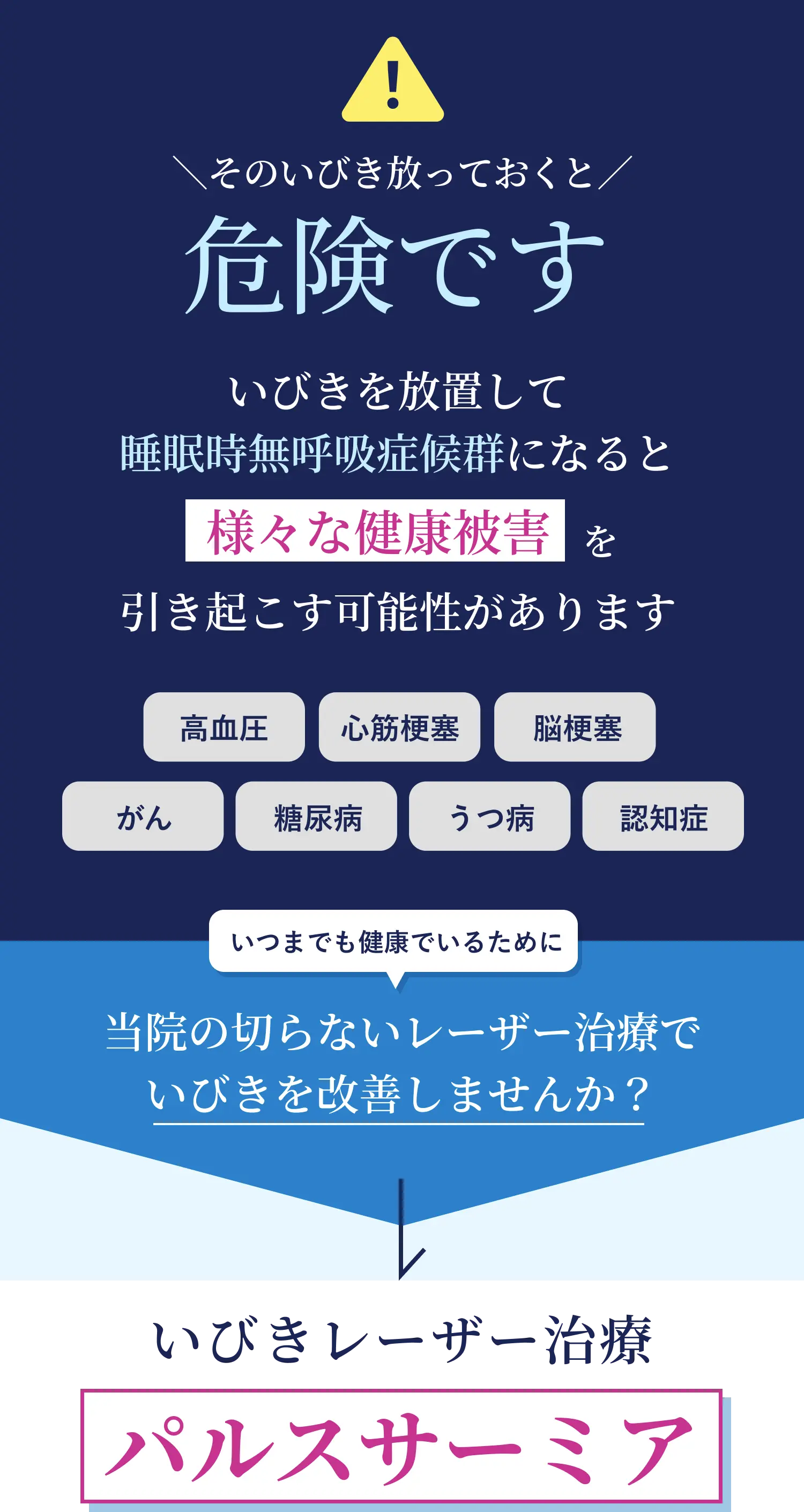 そのいびき放っておくと危険です